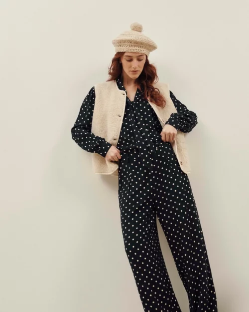 EMILE ET IDA CURT Pantalon à Pois Viscose Polka Noir – Image 5