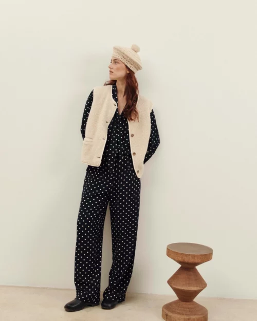 EMILE ET IDA CURT Pantalon à Pois Viscose Polka Noir – Image 4