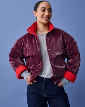 CKS COLDE Veste Courte Rouge et Bordeaux