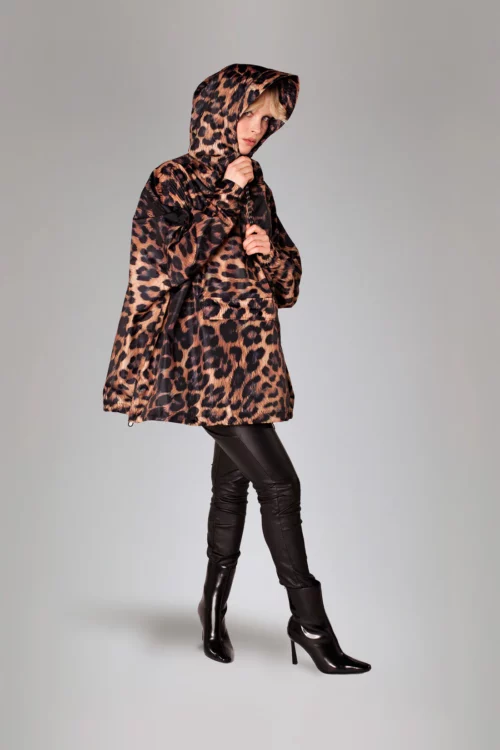 RAINKISS Poncho de Pluie Court Léopard Foncé – Image 8