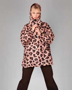 poncho de pluie imperméable court femme léopard rose de la marque rainkiss