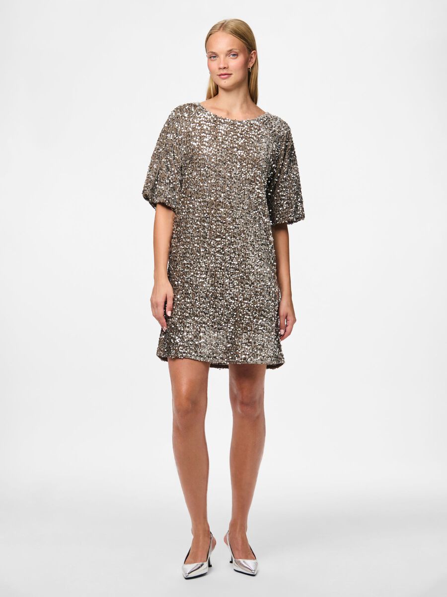 PIECES PCKAM Robe Courte Sequins Morel Silver – Image 3