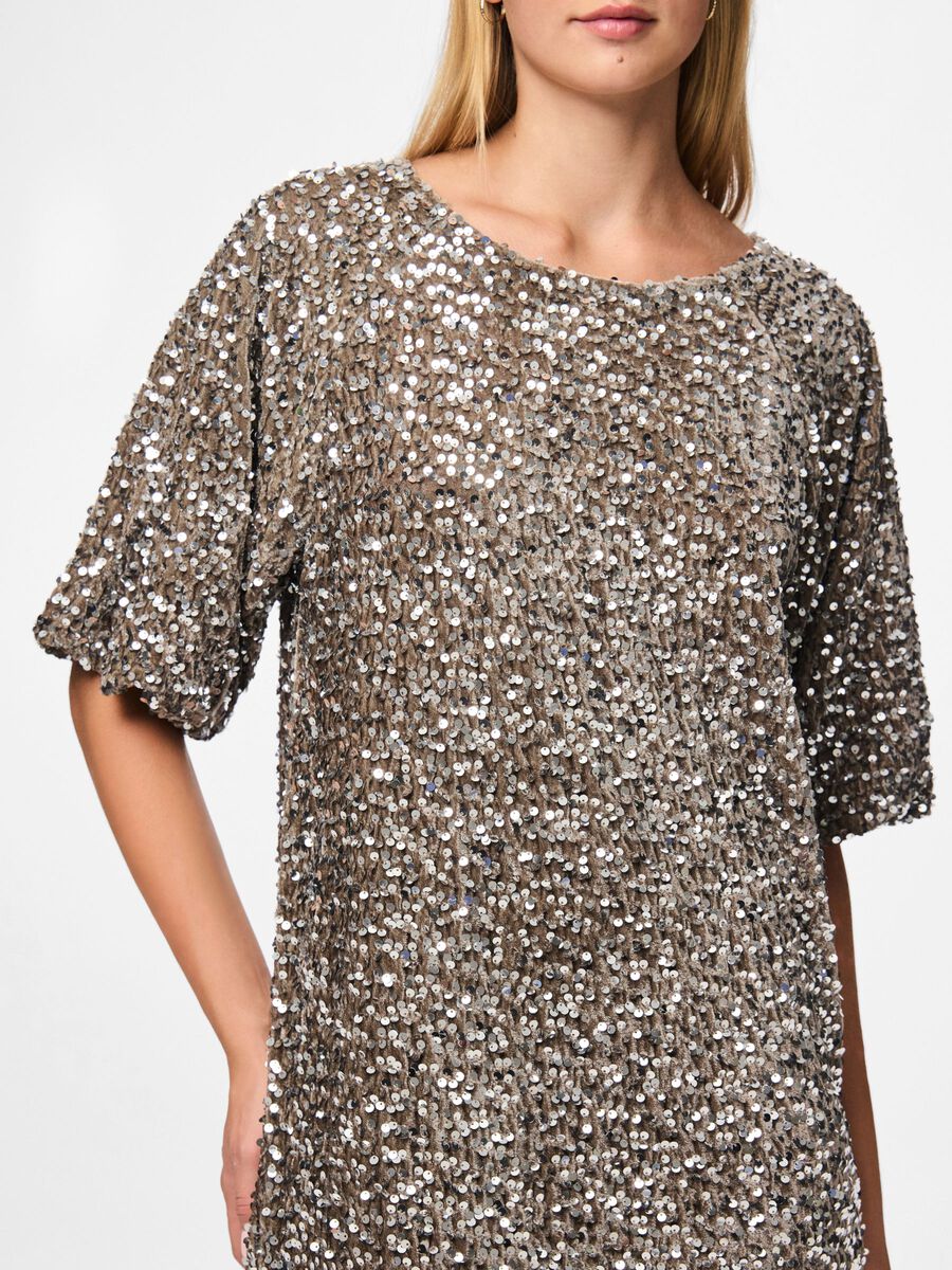 PIECES PCKAM Robe Courte Sequins Morel Silver – Image 5