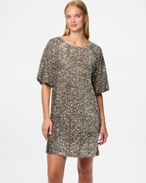 PIECES PCKAM Robe Courte Sequins Morel Silver