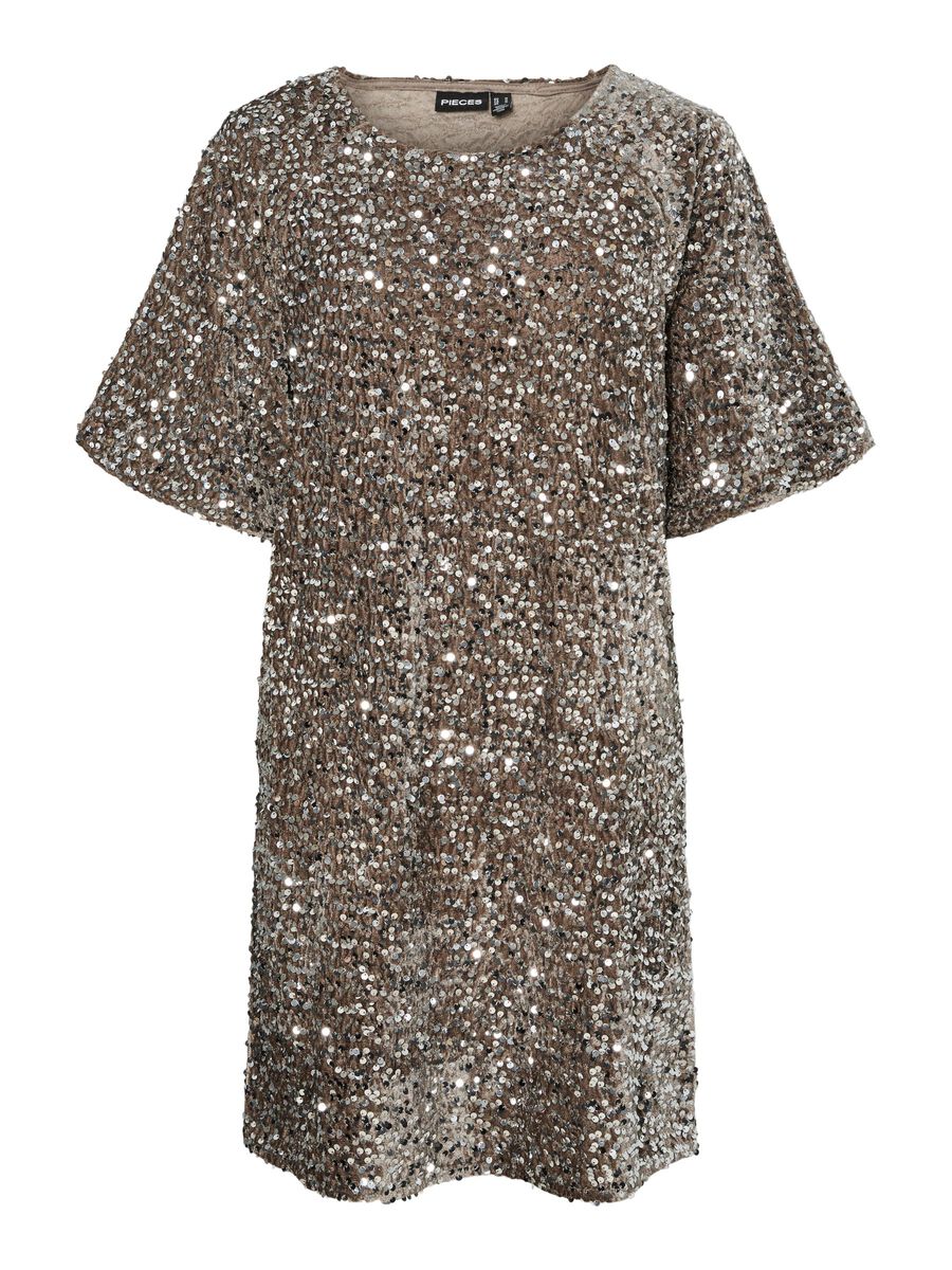 PIECES PCKAM Robe Courte Sequins Morel Silver – Image 2