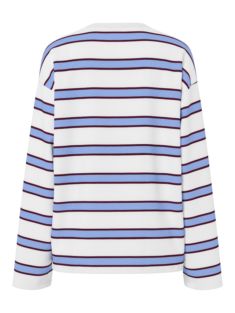 T-shirt blanc à rayures manches longues pour femme en coton biologique PCMILA de la marque PIECES