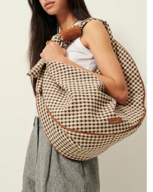 SESSUN ILANGO Sac Sandblack. sac croissant sessun à carreaux. gros sac à carreaux sessun noir et ecru, gros sac sessun vichy.