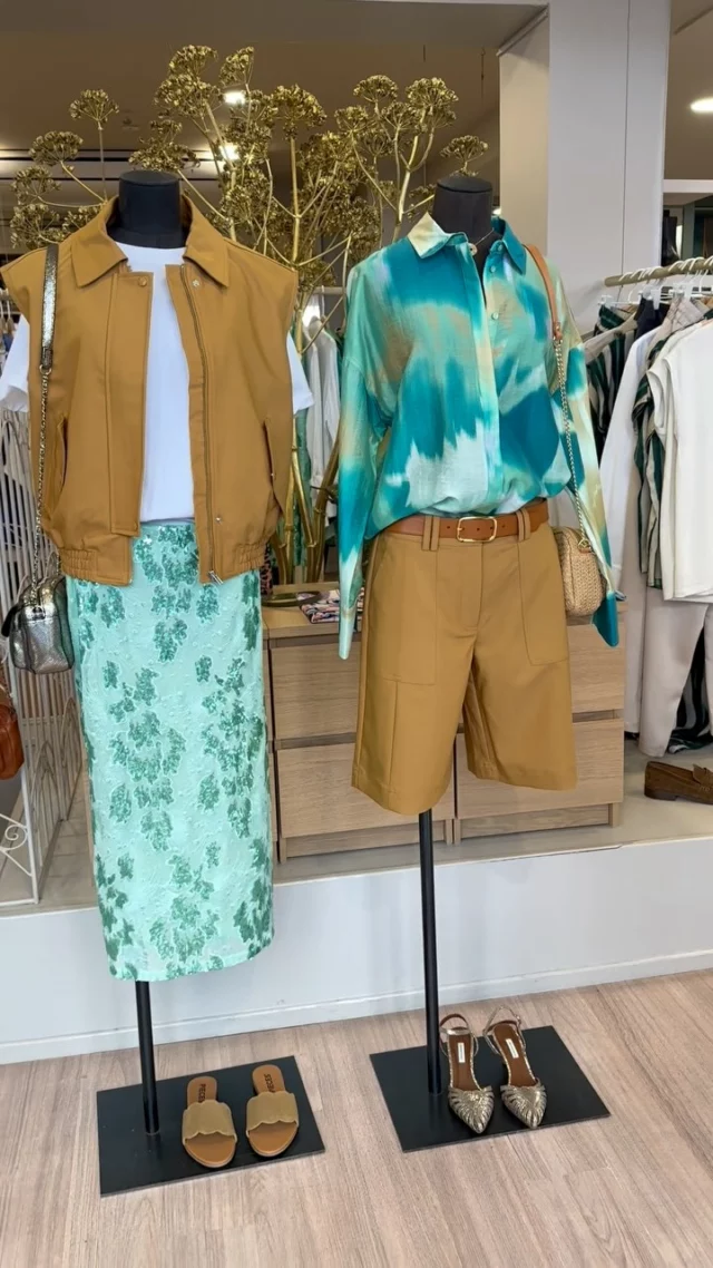 💚 Deux looks coups de cœur pour accueillir les beaux jours !

• Look 1 : Veste sans manches & jupe à sequins vert d’eau, sandales et sac métallisé : le combo frais et lumineux !

• Look 2 : Blouse imprimée & bermuda camel, ceinture en cuir, escarpins dorés et sac en paille : un mix coloré chic !

🤎 Envie d’un total look ? Associez la veste sans manches au bermuda Vila pour un ensemble stylé !

🛍️ Tous les articles sont disponibles en boutique & sur l’e-shop (lien en bio👆) !

#pieces #vila #anonymouscopenhagen #herbertfreresoeur #looksété #modefemmeété #LeComptoirRouen #LeComptoirLeHavre #boutiquerouen #boutiquelehavre